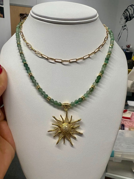 Natural Lepidocrocite Green Gemstone chocker necklace