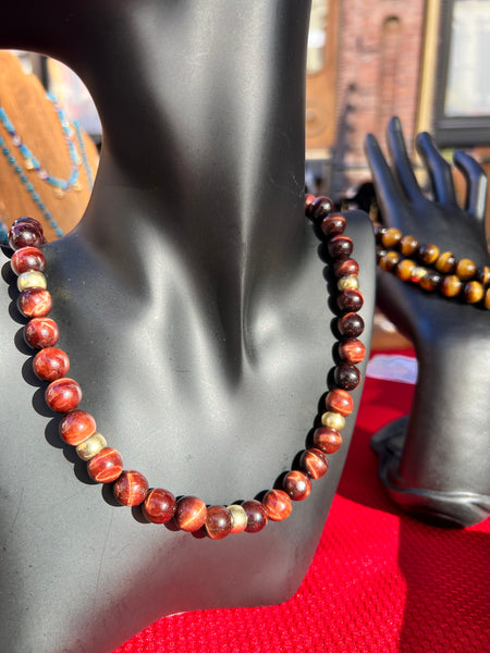 10mm red tiger eye necklace