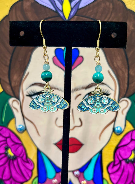 Pale Green Luna Moth earrings