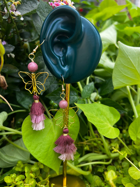 Butterfly tassel earrings