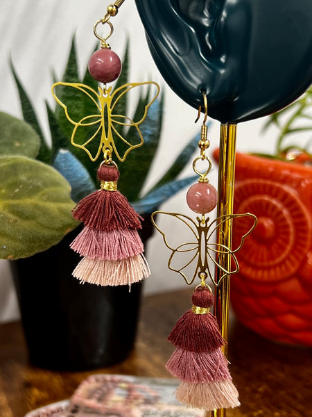 Butterfly tassel earrings