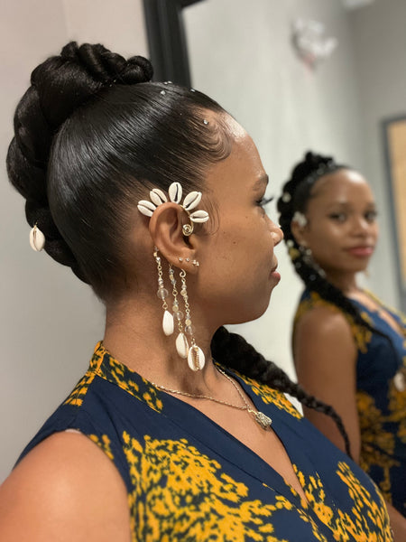 Cuff cowrie shell earrings