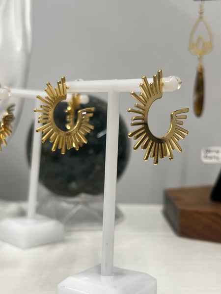 18k Gold covered Sun Hoop Earrings