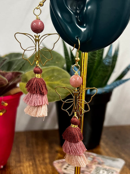 Butterfly tassel earrings