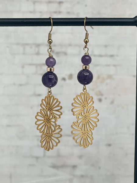 Amethyst flower earrings