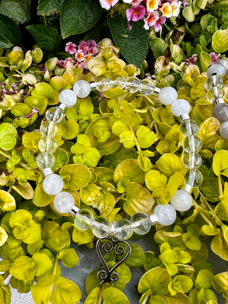Moonstone & clear quartz bracelet