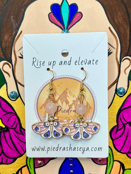 Pink, White, & Lavender Moth Celestial earrings