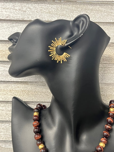 18k Gold covered Sun Hoop Earrings