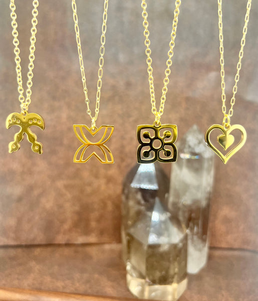 Gold Adinkra symbol necklace mi