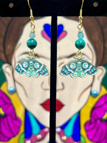 Pale Green Luna Moth earrings