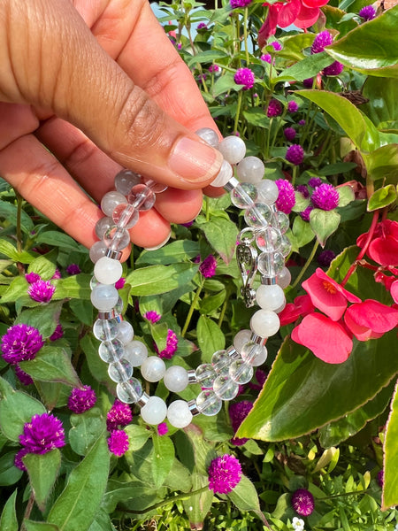 Moonstone & clear quartz bracelet