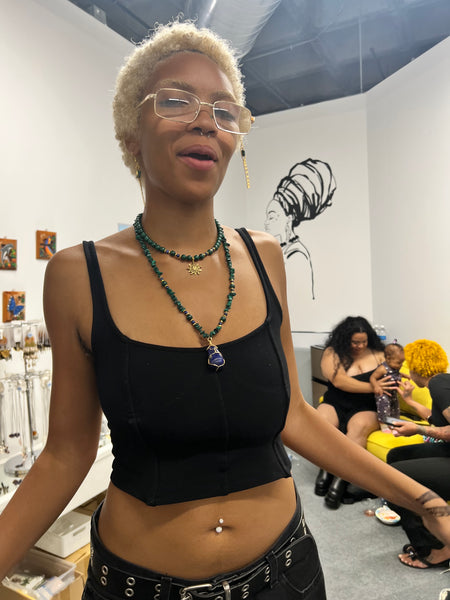 Natural malachite chips necklace
