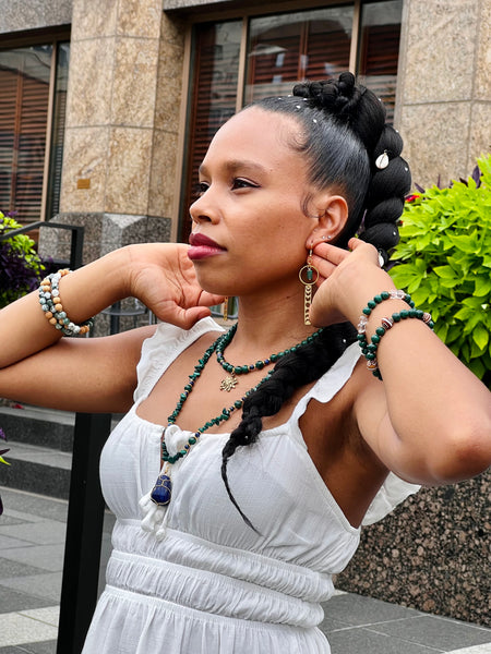 Natural malachite chips necklace