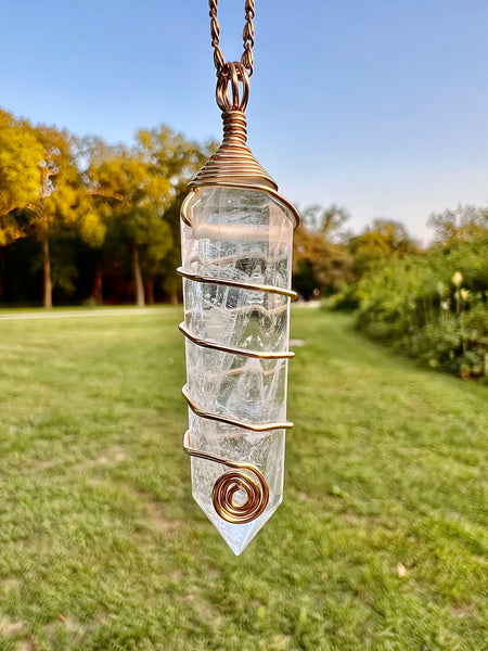 Clear Quartz hexagonal point necklace