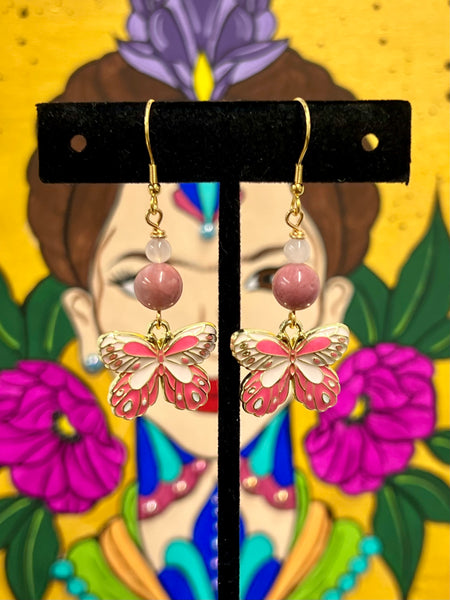 Dark & Light Pink Butterfly earrings