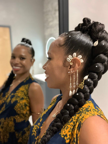 Cuff cowrie shell earrings