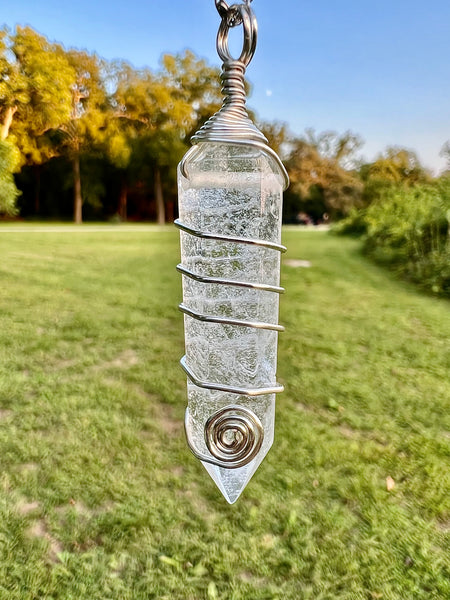 Clear Quartz hexagonal point necklace