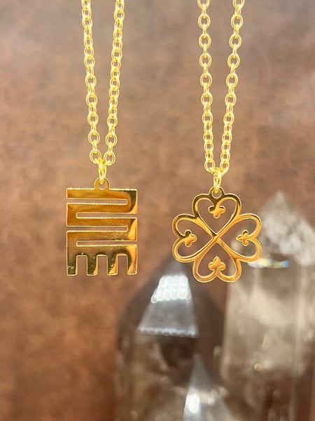 Gold Adinkra symbol necklace mi