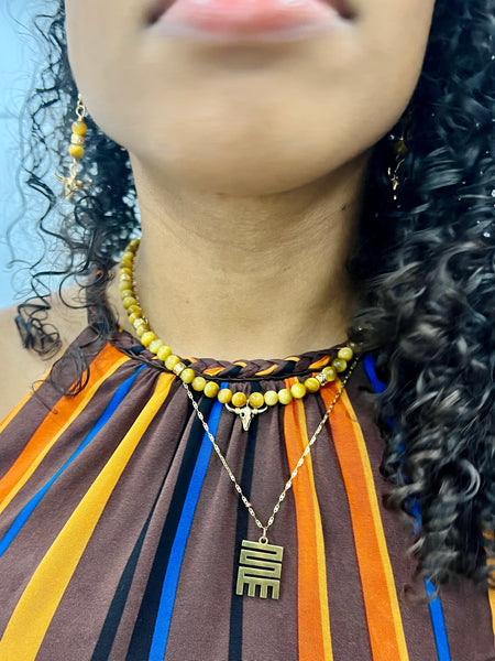 Gold tiger eye choker necklace