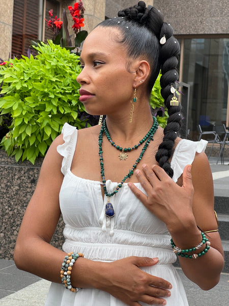 Natural malachite chips necklace