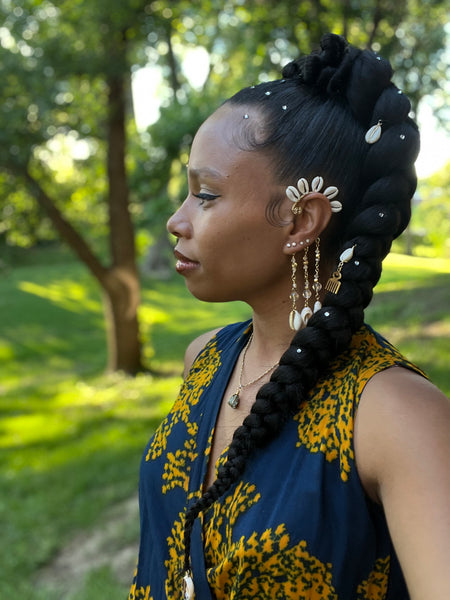 Cuff cowrie shell earrings