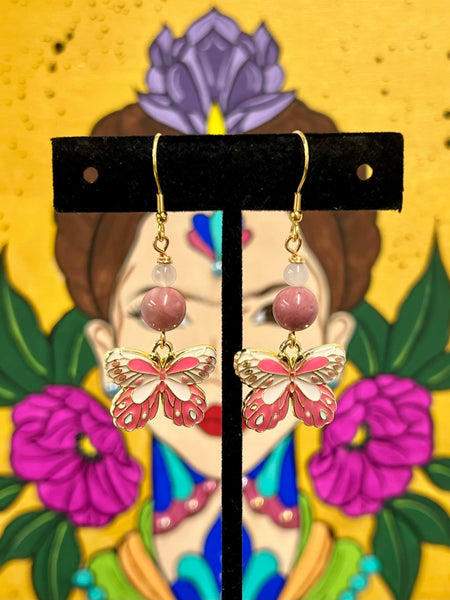 Dark & Light Pink Butterfly earrings