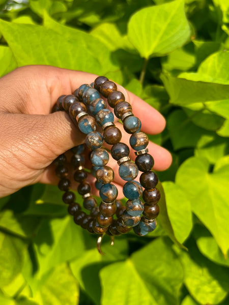 Iron opal & mosaic agate bracelet