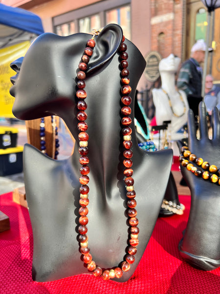 10mm red tiger eye necklace