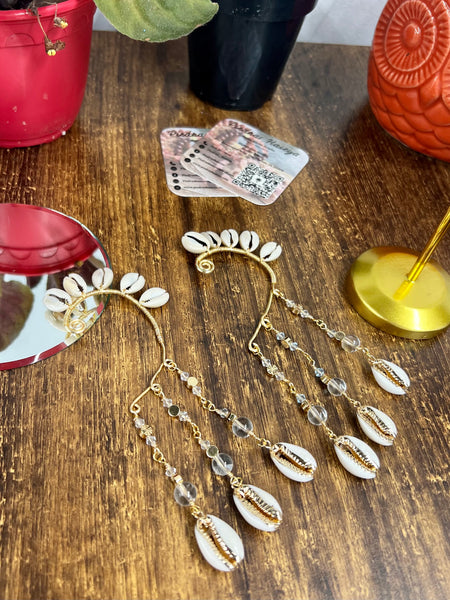 Cuff cowrie shell earrings