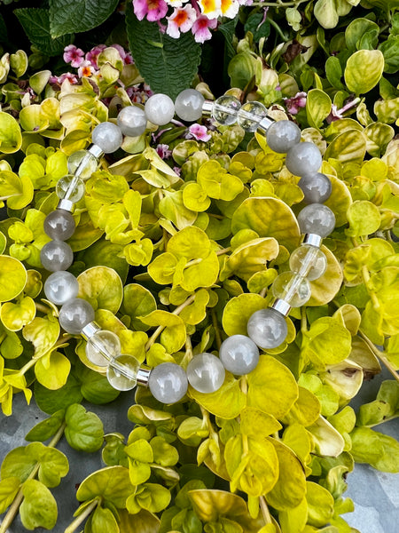 Moonstone & clear quartz bracelet