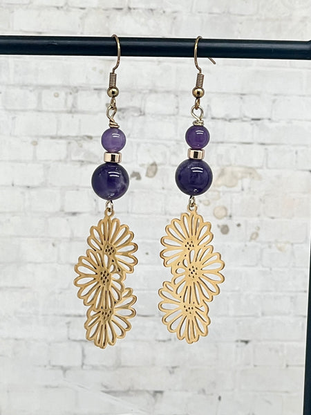 Amethyst flower earrings