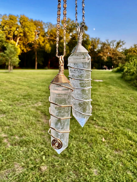 Clear Quartz hexagonal point necklace