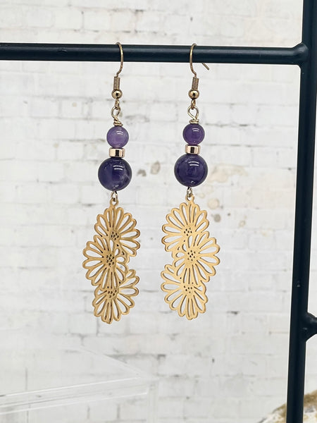 Amethyst flower earrings