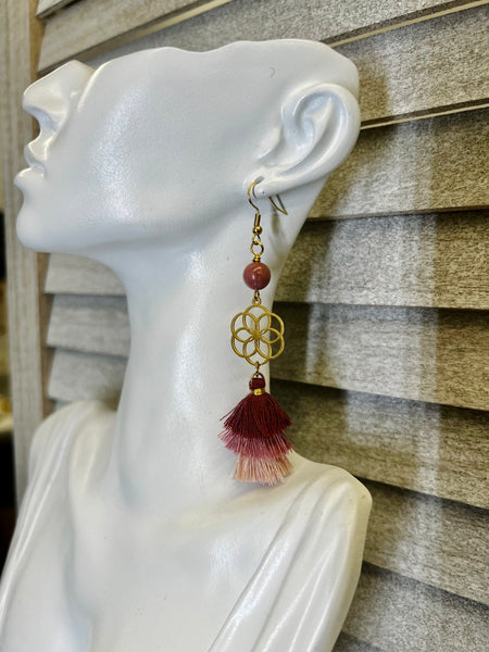 Flower of light with tassel earrings