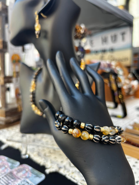 DZI agate & citrine choker
