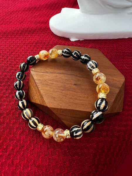 DZI agate & citrine choker