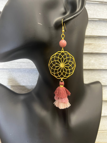 Flower of light with tassel earrings