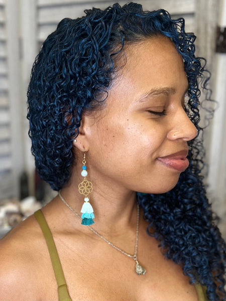 Flower of light with tassel earrings