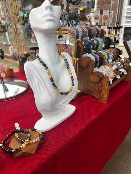 DZI agate & citrine choker