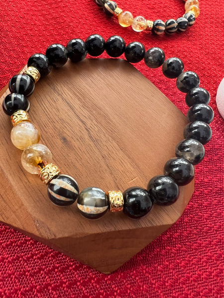 DZI agate & citrine choker