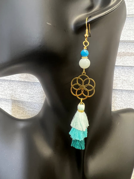 Flower of light with tassel earrings