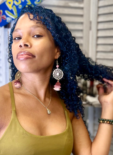 Flower of light with tassel earrings
