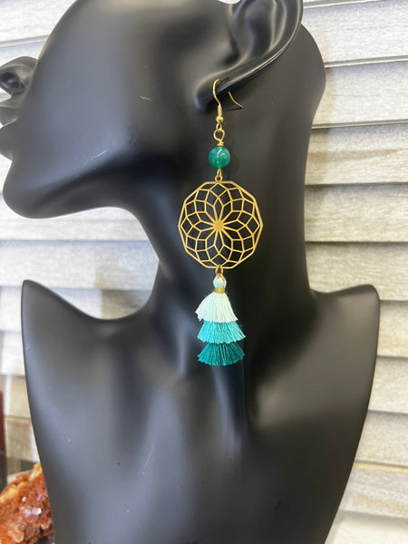 Flower of light with tassel earrings