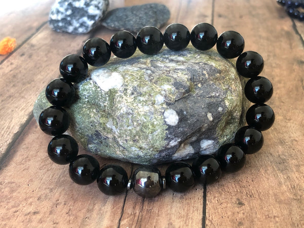 Black Onyx & Mookaite or Hematite 10mm