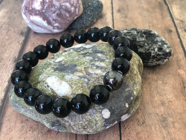 Black Onyx & Mookaite or Hematite 10mm
