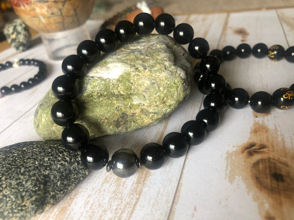 Black Onyx & Mookaite or Hematite 10mm