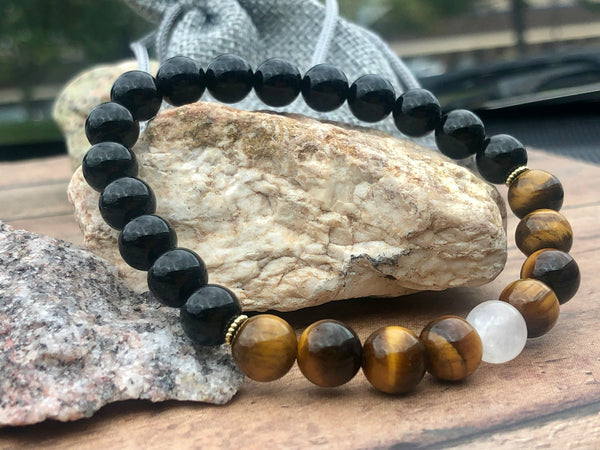 Black Onyx & Tiger Eye 8mm Bracelet