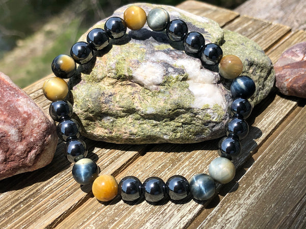 Hematite and mixed blue Tiger eye