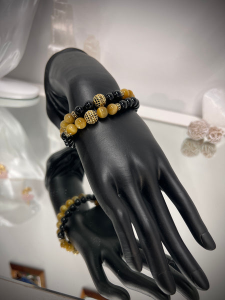 Black Onyx & yellow Tiger Eye couple set