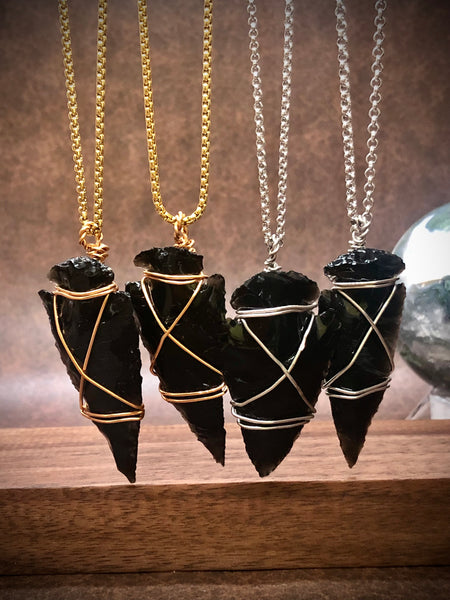Black Obsidian arrowhead necklaces